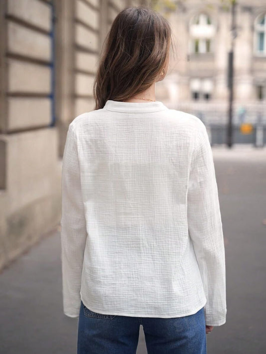 Blusa Elegante de Algodón y Lino
